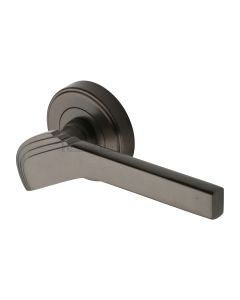 Matt Bronze Tiffany Door Handle on Round Rose