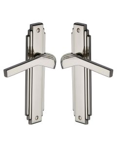 Heritage Brass Polished Nickel Finish Tiffany Door Handle on Plate - Lever Latch