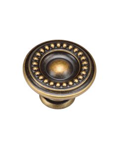 Distressed Brass Beaded Round Knob - 35mm  | TK4404-035-DBS