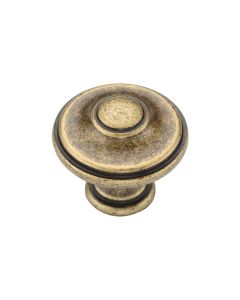 Distressed Brass Domed Round Knob - 30mm  | TK4408-030-DBS