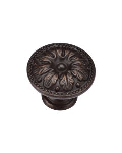 Matt Bronze Floral Round Knob - 30mm  | TK4479-030-LBN