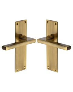 Heritage Brass Antique Brass Trident Door Handle on Plate - Lever Latch