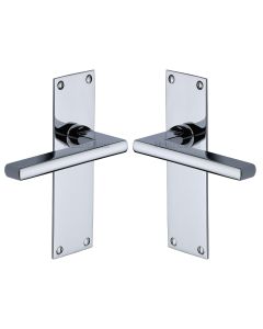 Heritage Brass Polished Chrome Trident Door Handle on Plate - Lever Latch