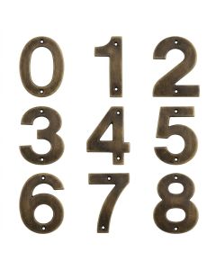 Antique Brass 100mm Screw Fix Numerals 0-9 | NUM1010