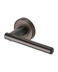Matt Bronze Challenger Door Handle on Round Rose