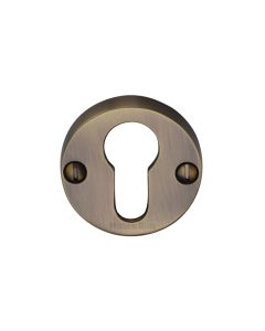 Antique Brass Euro Profile Cylinder Escutcheon Round - V1012