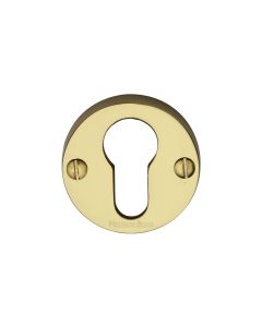 Polished Brass Euro Profile Cylinder Escutcheon Round - V1012