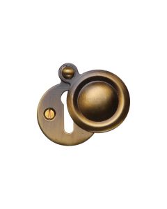 Antique Brass Standard Covered Key Escutcheon Round - V1020 