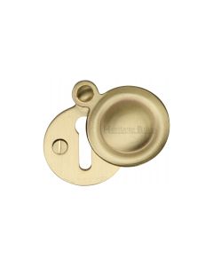 Satin Brass Standard Covered Key Escutcheon Round - V1020 