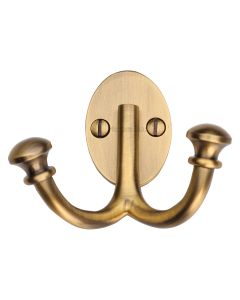Heritage Brass Antique Brass Ball Double Hook | V1063-AT