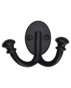 Heritage Brass Matt Black Ball Double Hook | V1063-BKMT