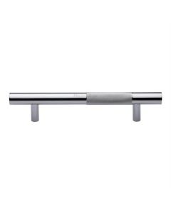 Heritage Brass Polished Chrome Knurled Bar Door Pull Handle 305mm