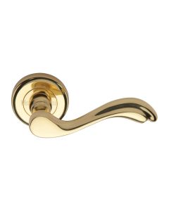 Polished Brass Lisboa Door Handle on Round Rose