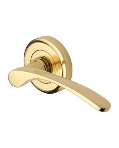 Polished Brass Sophia Door Handle on Round Rose