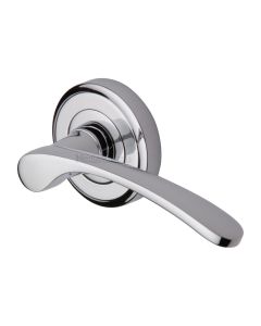 Polished Chrome Sophia Door Handle on Round Rose