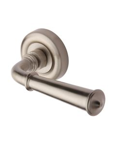 Satin Nickel Colonial Door Handle on Round Rose