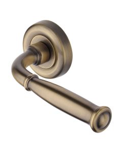 Antique Brass Lincoln Door Handle on Round Rose