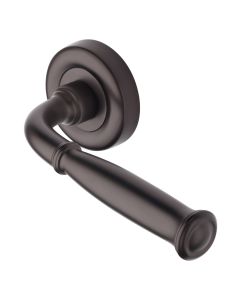 Matt Bronze Lincoln Door Handle on Round Rose