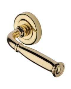 Polished Brass Lincoln Door Handle on Round Rose