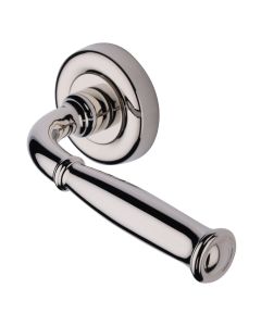 Polished Nickel Finish Lincoln Door Handle on Round Rose