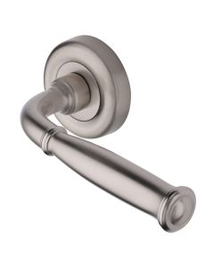 Satin Nickel Lincoln Door Handle on Round Rose