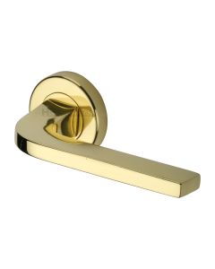 Polished Brass Bellagio Door Handle on Round Rose