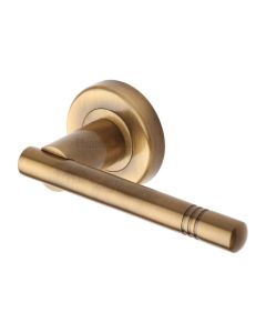 Antique Brass Alicia  Door Handle on Round Rose