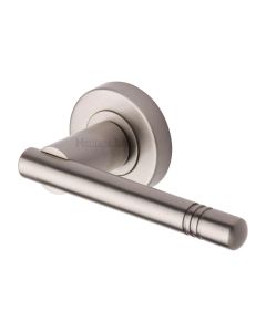 Satin Nickel Alicia Door Handle on Round Rose