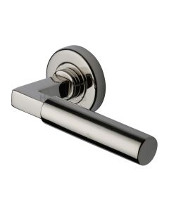 Polished Nickel Finish Bauhaus Door Handle on Round Rose
