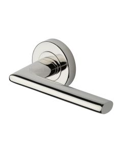 Polished Nickel Finish Admiralty Door Handle on Round Rose