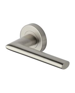Satin Nickel Admiralty Door Handle on Round Rose
