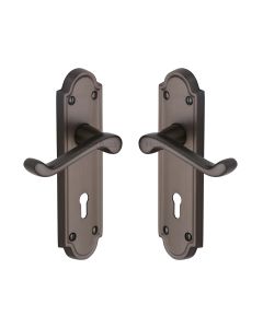 Heritage Brass Matt Bronze Meridian Door Handle on Plate - Lever Lock