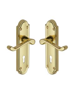 Heritage Brass Polished Brass Meridian Door Handle on Plate - Lever Lock