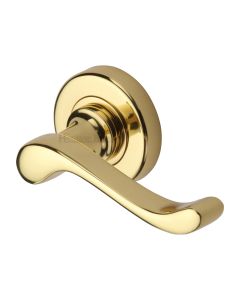 Polished Brass Bedford Door Handle on Round Rose