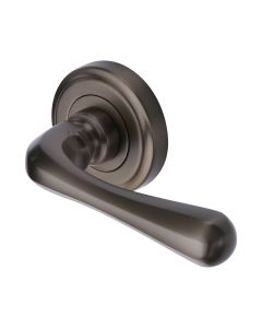 Matt Bronze Charlbury Door Handle on Round Rose