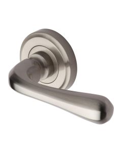 Satin Nickel Charlbury Door Handle on Round Rose