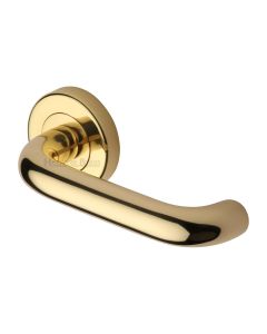 Polished Brass Harmony Door Handle on Round Rose