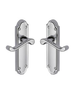 Heritage Brass Polished Chrome Meridian Door Handle on Plate - Lever Latch