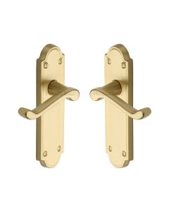 Heritage Brass Satin Brass Meridian Door Handle on Plate - Lever Latch