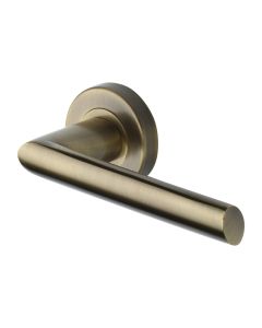 Antique Brass Mercury Door Handle on Round Rose