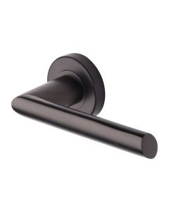 Matt Bronze Mercury Door Handle on Round Rose