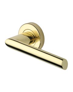 Polished Brass Mercury Door Handle on Round Rose