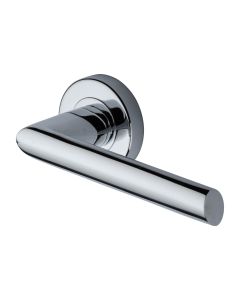 Polished Chrome Mercury Door Handle on Round Rose