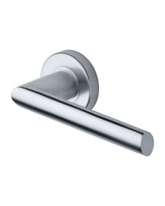 Satin Chrome Mercury Door Handle on Round Rose