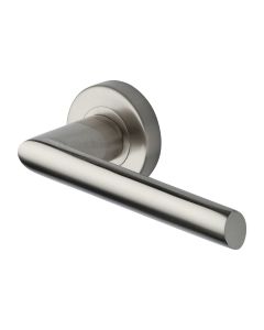 Satin Nickel Mercury Door Handle on Round Rose