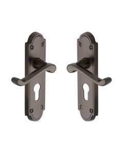 Heritage Brass Matt Bronze Meridian Door Handle on Plate - Euro Profile