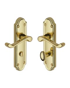 Heritage Brass Polished Brass Meridian Door Handle on Plate - Bathroom Set