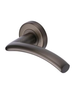 Matt Bronze Centaur Door Handle on Round Rose