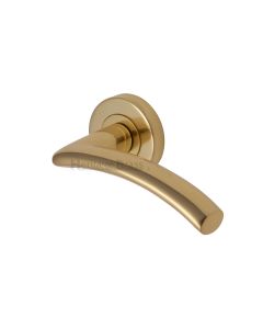 Polished Brass Centaur Door Handle on Round Rose