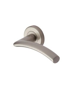 Satin Nickel Centaur Door Handle on Round Rose